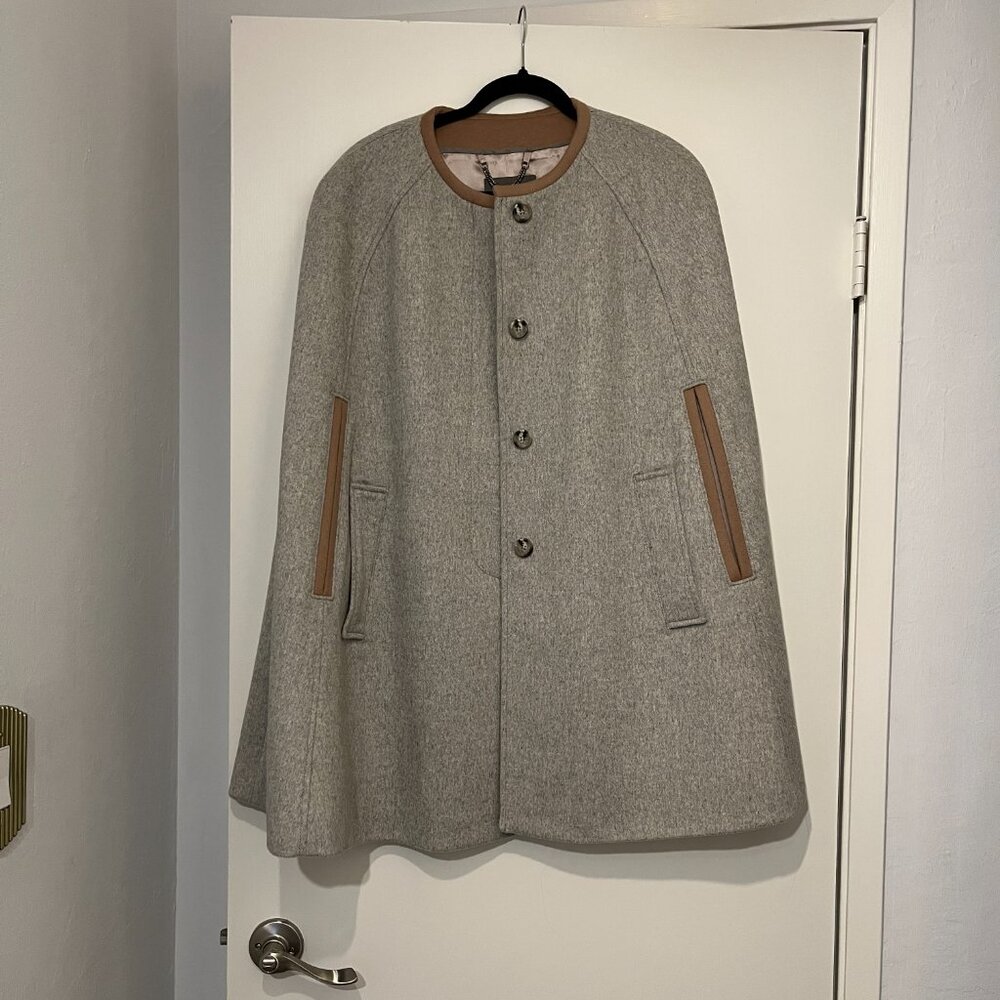 NWOT J. Crew Nello Gori Wool Cape, Grey/Camel Fully Lined